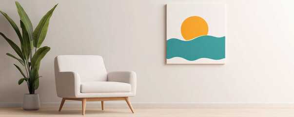 Wall Mural - eclectic living room art display, vibrant collection of diverse paintings enhancing a stylish and in
