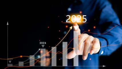 2025 The ultimate goal of doing business The trend of economic marketing growth is increasing successively every year. Businessmen touch the graph's peak to set plans and strategies for the future.