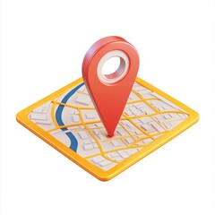 Map pointer 3d icon cartoon style floating on white background