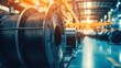 © Asraf - Spools of industrial wire and cable in a large factory, organized production line