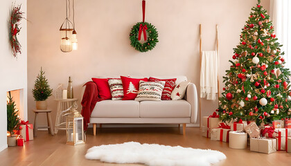 Wall Mural - Christmas eve in an antique room, details of decoration show warmth.