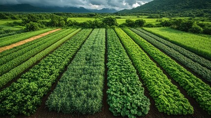 Canvas Print - Aerial View of Lush Green Farmland