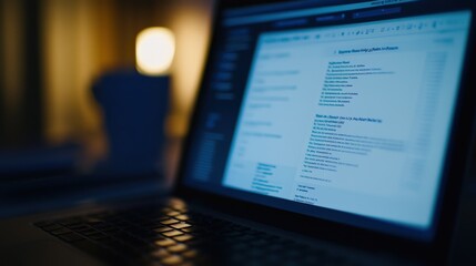Open laptop displaying lines of code in dark room