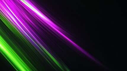 Abstract background featuring purple and green gradient lines fading into a black background. This colorful design would work well as a wallpaper or background image