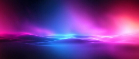 Hyber realistic photo of  Dark purple pink blue color gradient background blurred neon color flow, grainy texture effect, futuristic banner design  , copy space for text,