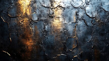 Canvas Print - Abstract Metal Texture Background with Golden Light