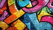 © Monty - A dynamic display of colorful graffiti art with intertwining patterns and shapes painted on an urban brick wall.