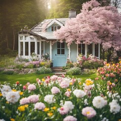 Romantic spring vacation in a cozy cottage