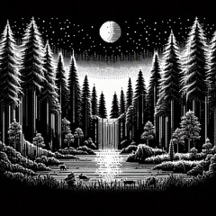 ASCII Art Forest Forest scenes converted into ASCII characters c