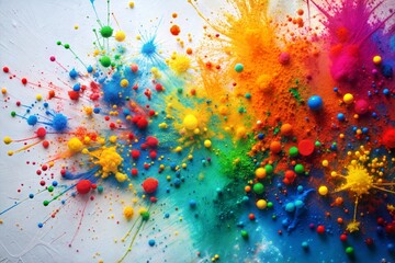 Wall Mural - abstract explosion of colorful paint and drops with dynamic composition