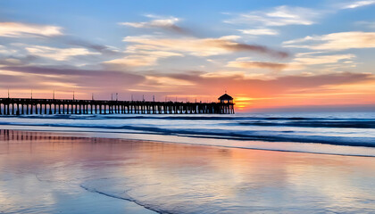 Wall Mural - Sunrise over the beach in San Diego, California