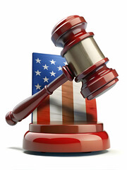 Poster - Close-Up of Glossy Gavel and Sound Block: Symbolizing Election Laws and Voter Rights - Ideal for Legal Concepts and Political Imagery