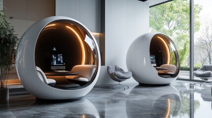 Futuristic Office Pods.