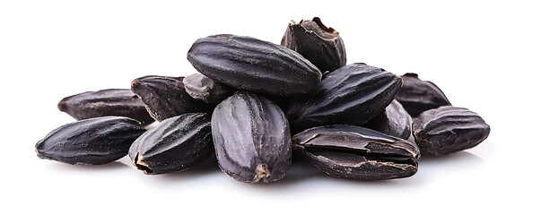 Black Tonka beans isolated on white background