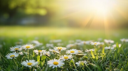 Wall Mural - Bright Flowers in Morning Sunlight