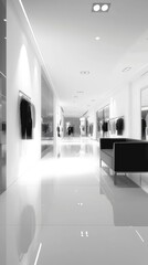 Wall Mural - Modern retail shop interior with sleek design, showcasing elegant displays and bright lighting, perfect for fashion photography.