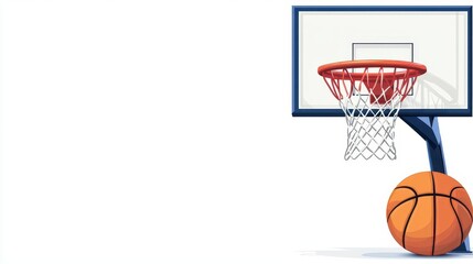 a basketball hoop clipart, sports gear, flat vector design, red and white, isolated on white background