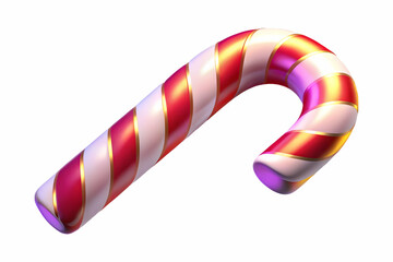 Wall Mural - Futuristic Candy Cane 3D Icon: Close-Up of Glowing Stripes and Intricate Patterns for a Modern Twist on a Classic Treat