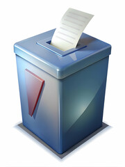 Sticker - Glossy Ballot Box with Visible Policy Papers: Medium Shot Highlighting Transparency for Voter Education � Large Copy Space for Content