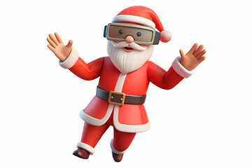 Wall Mural - Close-Up of Flat Santa in Virtual Reality Gear: Engaging Modern Illustration Capturing Expressions and Cutting-Edge Technology