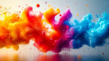 Wall Mural - A colorful explosion of paint on a white background