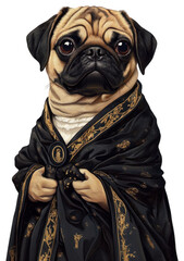 Canvas Print - PNG Pug costumes wearing wearing Mona Lisa animal painting canine.