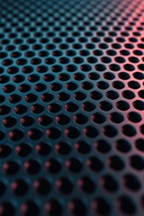 Wall Mural - close-up view of a modern, textured perforated metal surface displaying intricate patterns in vibran