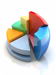 Poster - Clean White Background with Animated 3D Pie Chart Illustrating Voter Demographics, Camera Rotating Around Chart, Wide Copy Space for Promoting Diverse Voter Participation - Photo Stock Concept