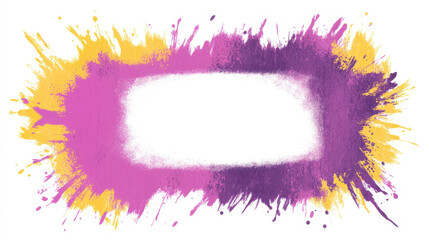 Wall Mural - Bright splatter design in pink, purple, and yellow with white centre.