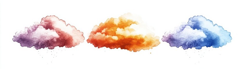 Wall Mural - vibrant watercolor clouds showcasing a gradient of warm to cool colors, perfect for artistic and cre