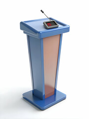 Sticker - Close-Up of a Glossy Podium with Digital Vote Counter Display - Camera Zooms Out to Reveal Full Podium Against Clean White Background, Perfect for Election Result Messaging in Photo Stock