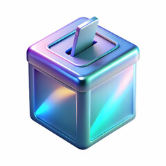 Sticker - Glowing Holographic Ballot Box Illustration: Futuristic Voting System Concept with Soft Blue Light on Sleek Background for Digital Transformation