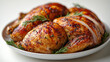 © Suralai - Roasted turkey on a dish, isolated on a white background.