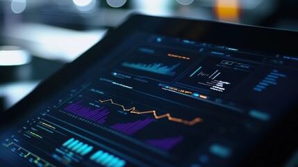 Wall Mural - modern business analytics dashboard displaying financial charts and data visualizations