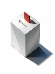 Wall Mural - Minimalist 3D Ballot Box on Plain White Background with Soft Shadows - Perfect for Voter Registration and Election Concept Photography