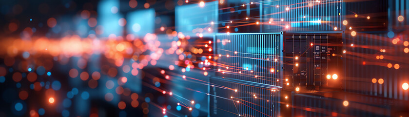 Aufkleber - A captivating digital abstract image showcasing vibrant lights and complex patterns, perfect for technology logistic and innovation themes.