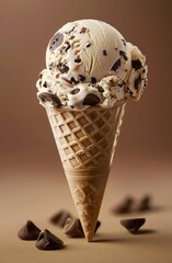 Wall Mural -  Chocolate chip ice cream with cone