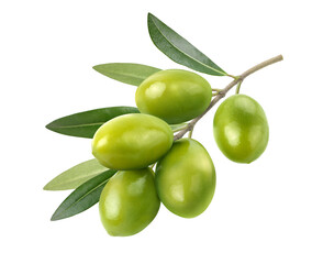 Wall Mural - green olives with leaves isolated on white background. clipping path.