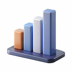 Sticker - Clean Light Gray Background with 3D Rising Bar Graphs Illustrating Increasing Voter Turnout - Ample Copy Space for Voter Participation Promotion