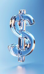 Poster - A glossy and modern dollar sign against a vibrant blue backdrop, symbolizing wealth and financial prosperity.