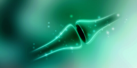 Wall Mural - 3d rendering synapse and neuron cells sending electrical chemical signals