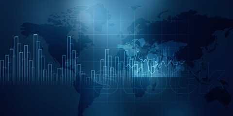 Wall Mural - 2d illustration Stock market online business concept. business Graph 