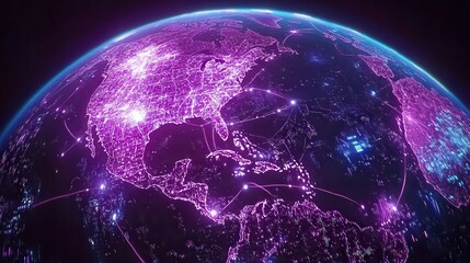 Wall Mural - Holographic Global Network Display