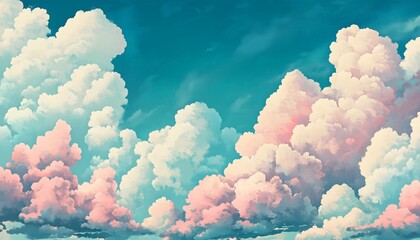 Wall Mural - A cloudscape with pastel colored clouds