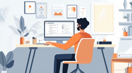Remote worker on a video call during a webinar, actively discussing project details and fostering teamwork in a digital workspace.