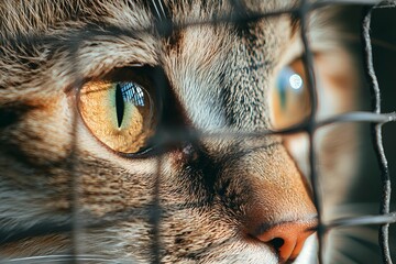 Close up of a cat s face in grid style for cards, posters, brochures, and interior designs