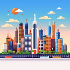 Poster - Futuristic Cityscape in Vibrant Colors