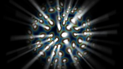 Wall Mural - animation of vibrant, pulsating sphere surrounded by radiating energy bursts on black background