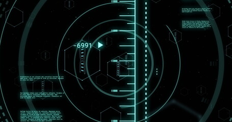 Poster - Image of scopes and scientific data processing over black background