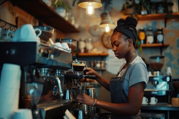 Wall Mural - A person preparing a hot beverage at home